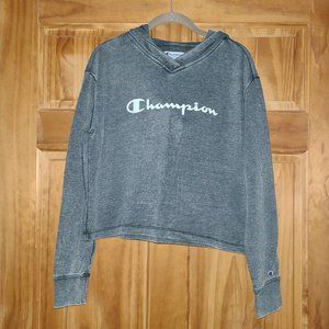 Champion Gray Cropped Hooded Sweatshirt